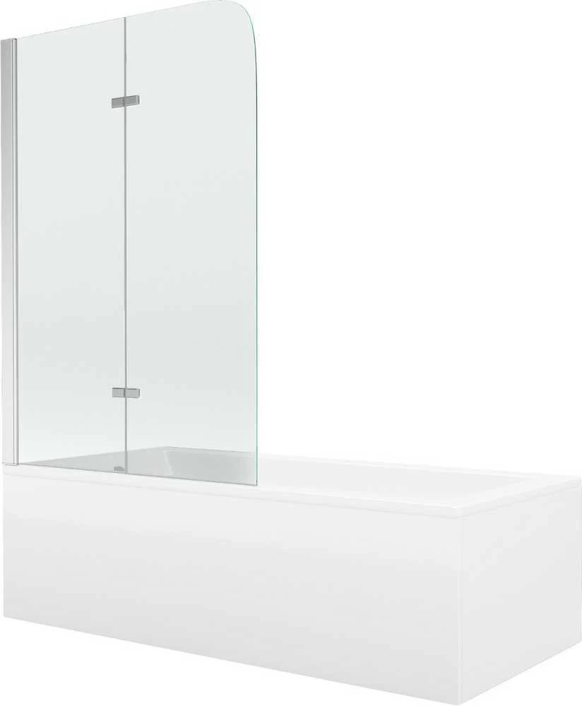Vonia Mexen Cubik su apdaila ir stiklo sienele, 170x70 cm + 80 cm, baltas+II/juodas