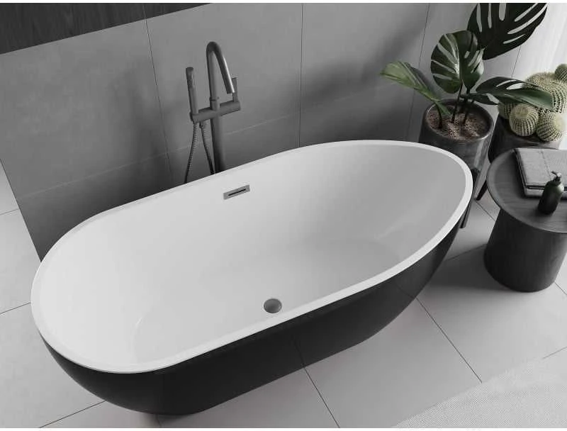 Vonia Mexen Eos, 150 x 75 cm, Baltas/Juodas + Brushed gun pilka persipylimas