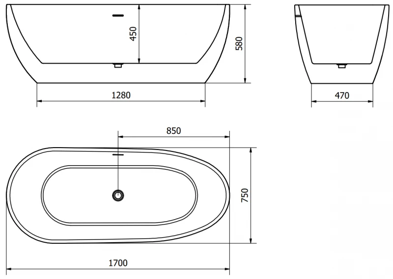 Vonia Mexen Eos, 170 x 75 cm, Baltas + Brushed copper persipylimas