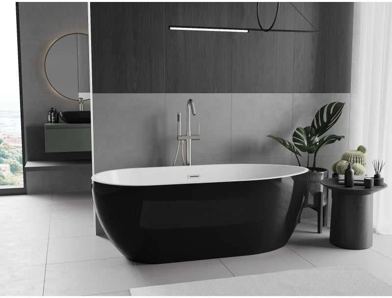 Vonia Mexen Eos, 170 x 75 cm, Baltas/Juodas + Brushed nickel persipylimas