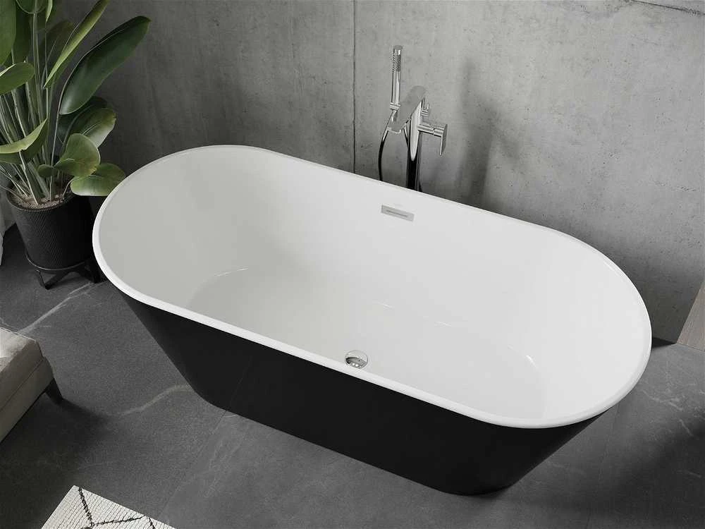 Vonia Mexen Flavia su sifonu, 150 x 75 cm, Baltas/Juodas+Chrome