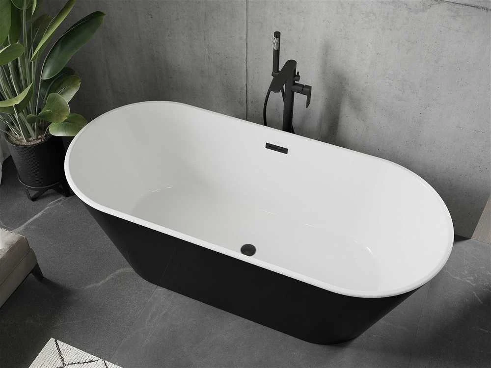 Vonia Mexen Flavia su sifonu, 160 x 74 cm, Baltas/Juodas+Juodas