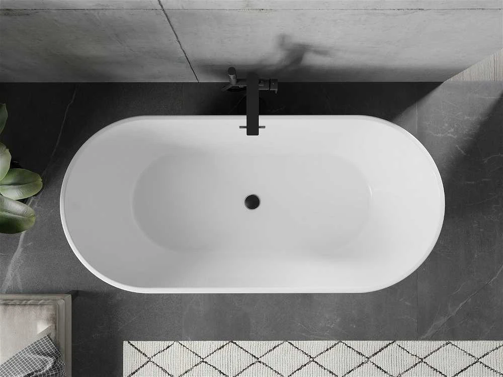 Vonia Mexen Flavia su sifonu, 170 x 75 cm, Baltas+Juodas