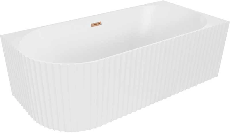 Vonia Mexen Gia, dešininė, 150 x 75 cm, Baltas matt + Brushed copper persipylimas