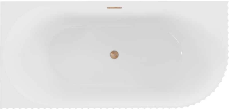 Vonia Mexen Gia, dešininė, 150 x 75 cm, Baltas gloss + Brushed copper persipylimas