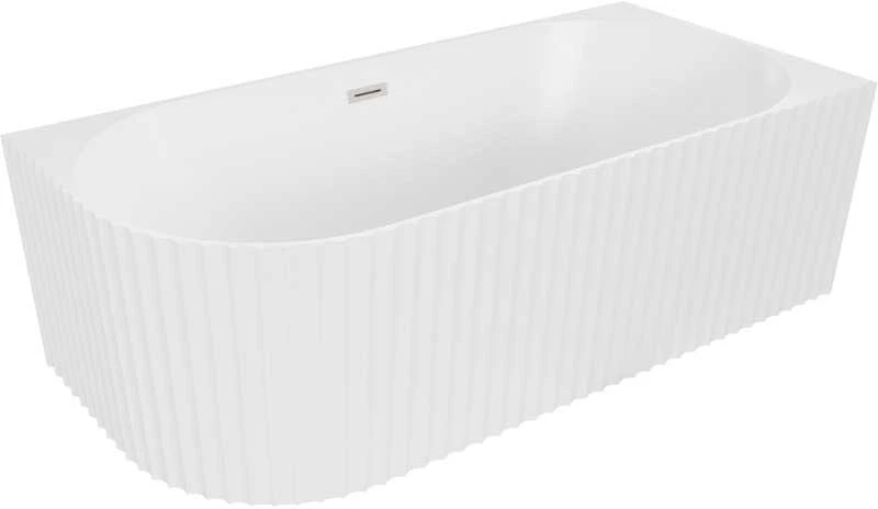 Vonia Mexen Gia, dešininė, 150 x 75 cm, Baltas matt + Brushed nickel persipylimas