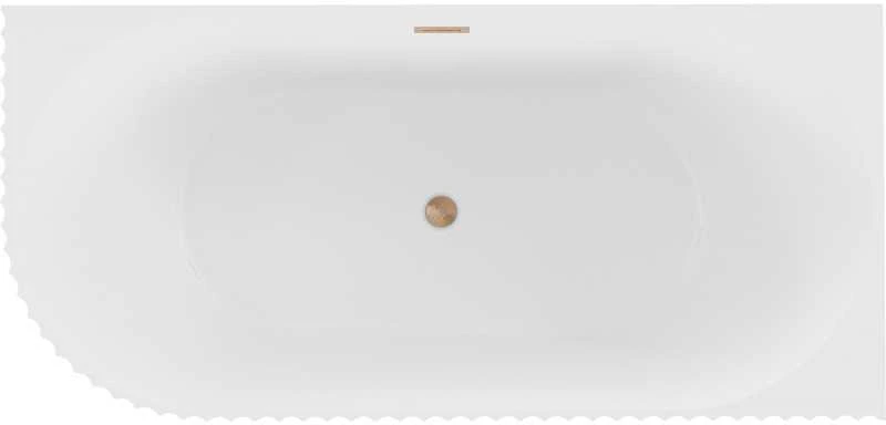 Vonia Mexen Gia, dešininė, 170 x 80 cm, Baltas matt + Brushed copper persipylimas