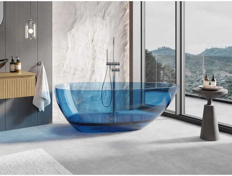 Vonia Mexen Glass Denim Transparent, 170 x 85 cm, su chromo dangteliu