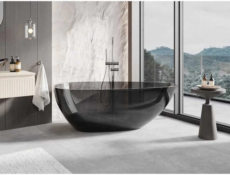 Vonia Mexen Glass Juodas Transparent, 160 x 80 cm, su chromo dangteliu - 58061608013