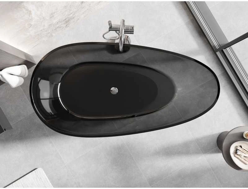 Vonia Mexen Glass Juodas Transparent, 170 x 85 cm, su chromo dangteliu