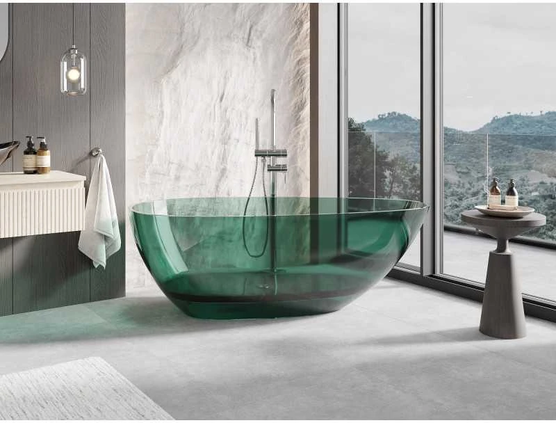 Vonia Mexen Glass Teal Transparent, 170 x 85 cm, su chromo dangteliu