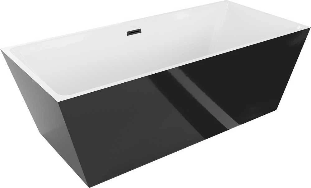 Vonia Mexen Lita su sifonu, 170 x 75 cm, Baltas/Juodas+Juodas