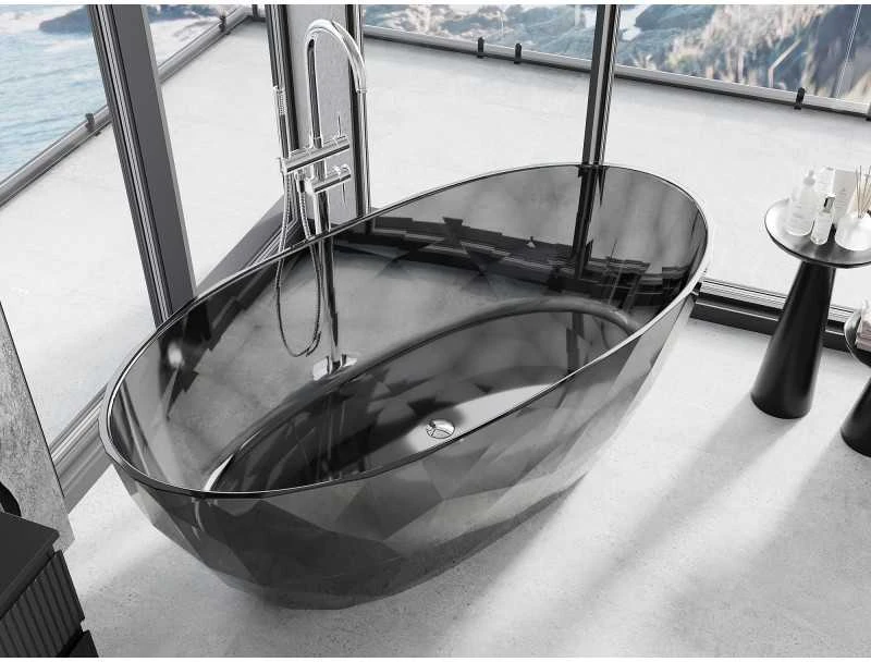 Vonia Mexen Orax Juodas Transparent, 170 x 80 cm, su chromo dangteliu - 58081708013