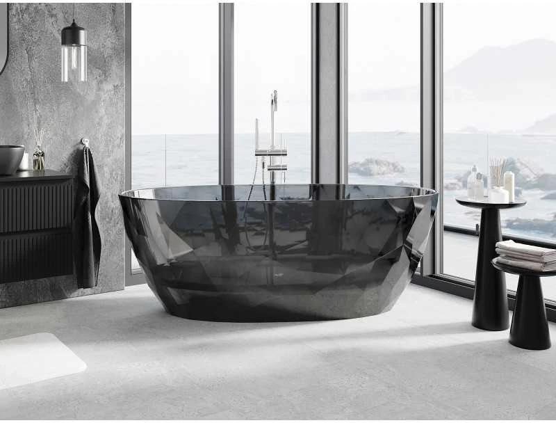 Vonia Mexen Orax Juodas Transparent, 170 x 80 cm, su chromo dangteliu - 58081708013
