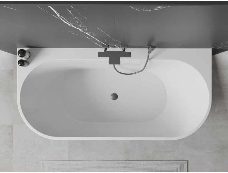 Vonia Mexen Oval+, 170 x 80 cm, Baltas + Brushed gun pilka persipylimas