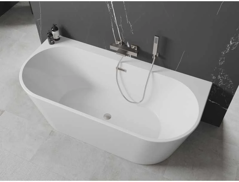 Vonia Mexen Oval+, 170 x 80 cm, Baltas + Brushed nickel persipylimas