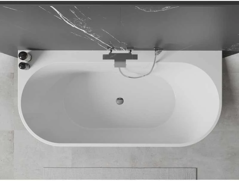 Vonia Mexen Oval+, 170 x 80 cm, Baltas + Chrome persipylimas