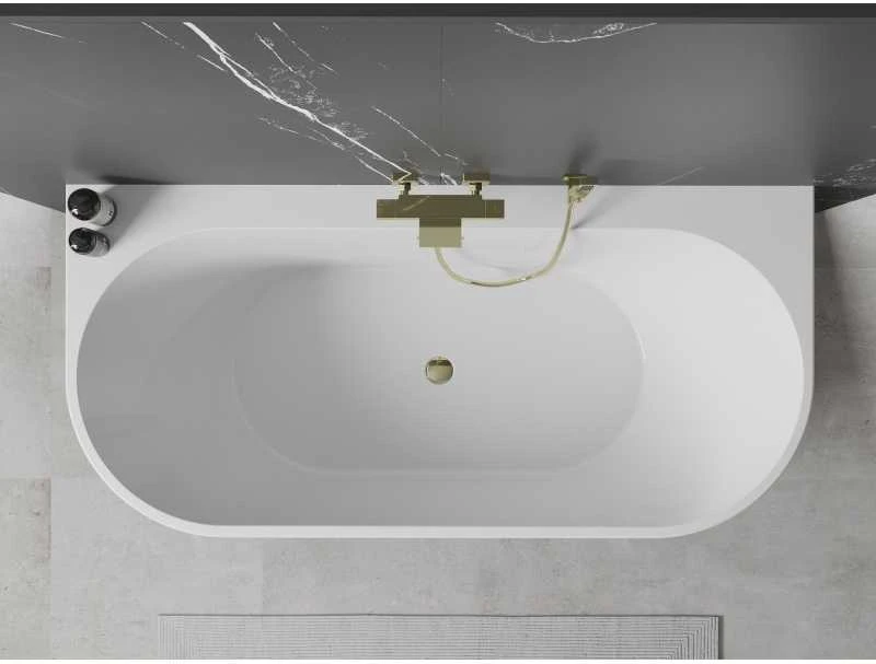Vonia Mexen Oval+, 170 x 80 cm, Baltas + Gold persipylimas