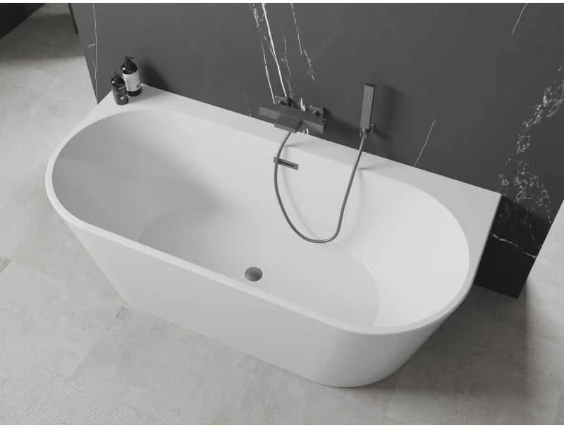Vonia Mexen Oval+, 170 x 80 cm, Baltas + Brushed gun pilka persipylimas