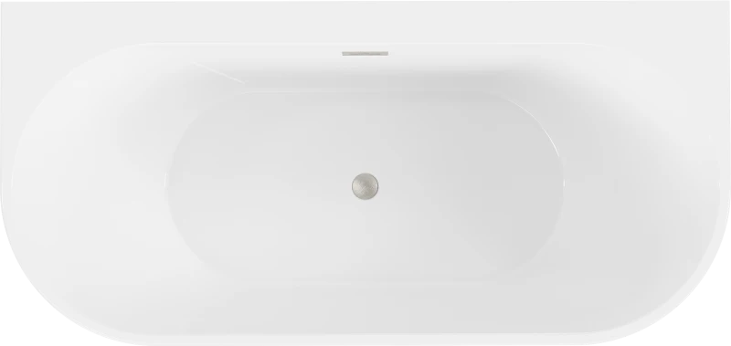Vonia Mexen Oval+, 170 x 80 cm, Baltas + Brushed nickel persipylimas