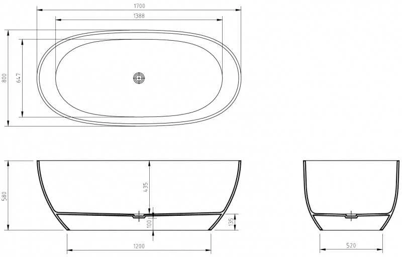 Vonia Mexen Pure Earth Transparent, 170 x 80 cm, su chromo dangteliu