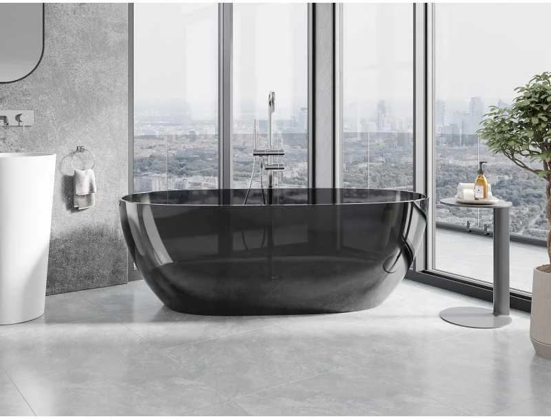 Vonia Mexen Pure Juodas Transparent, 170 x 80 cm, su chromo dangteliu