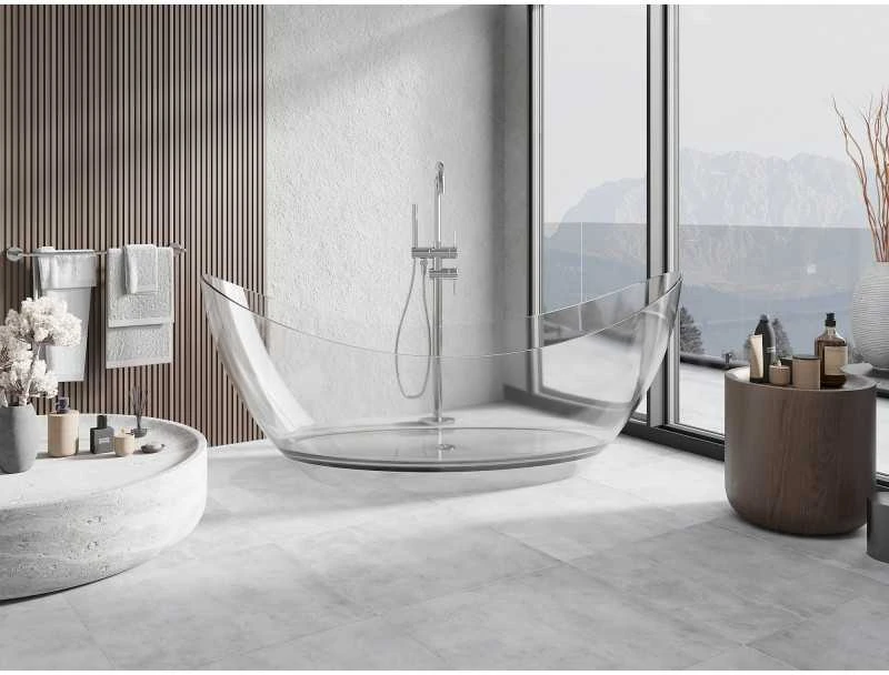 Vonia Mexen Vea Clear Transparent, 180 x 80 cm, su chromo dangteliu