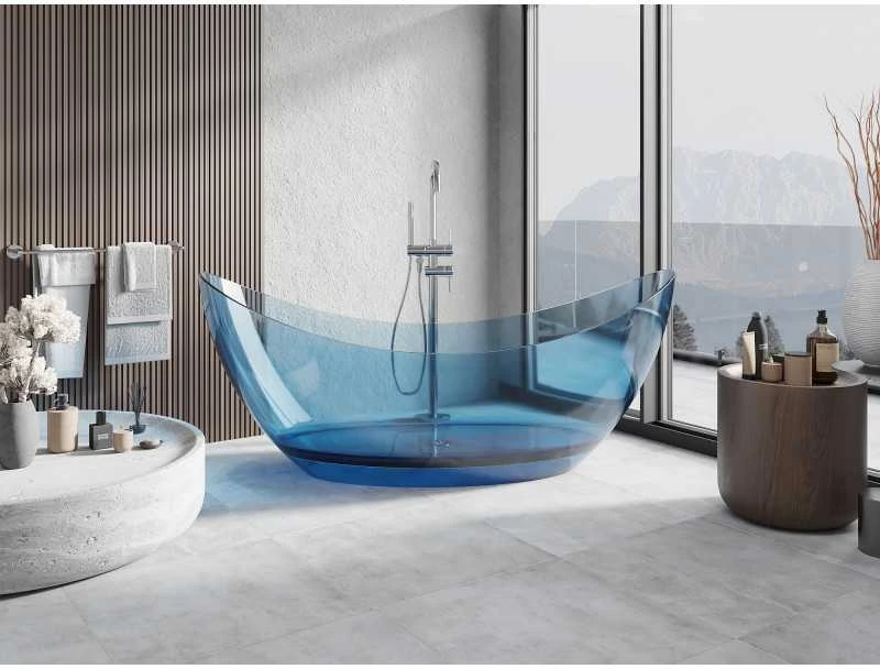 Vonia Mexen Vea Denim Transparent, 180 x 80 cm, su chromo dangteliu