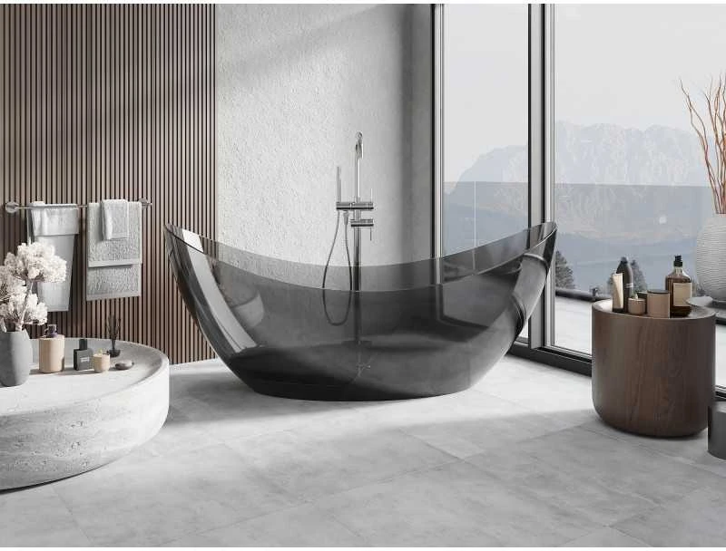 Vonia Mexen Vea Juodas Transparent, 180 x 80 cm, su chromo dangteliu
