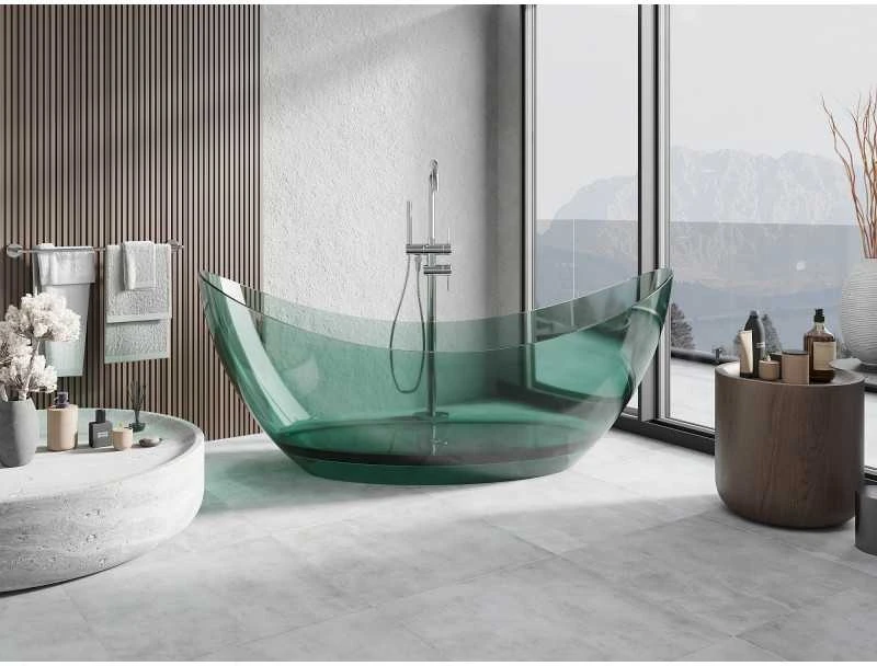 Vonia Mexen Vea Teal Transparent, 180 x 80 cm, su chromo dangteliu - 58091808011