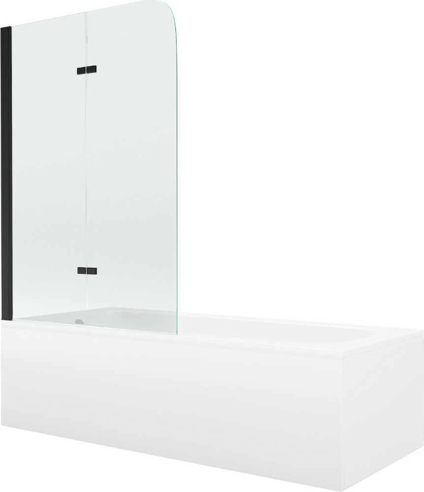 Vonia Mexen Vega su apdaila ir stiklo sienele, 170x70 cm + 100 cm, baltas+II/juodas
