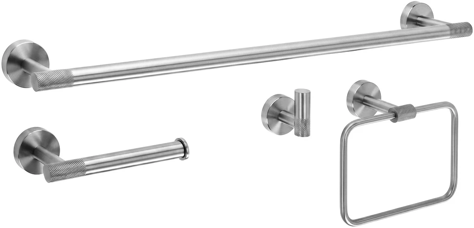 Vonios kambario aksesuarų rinkinys Rea Grid, Brushed Nickel, 4 dalys