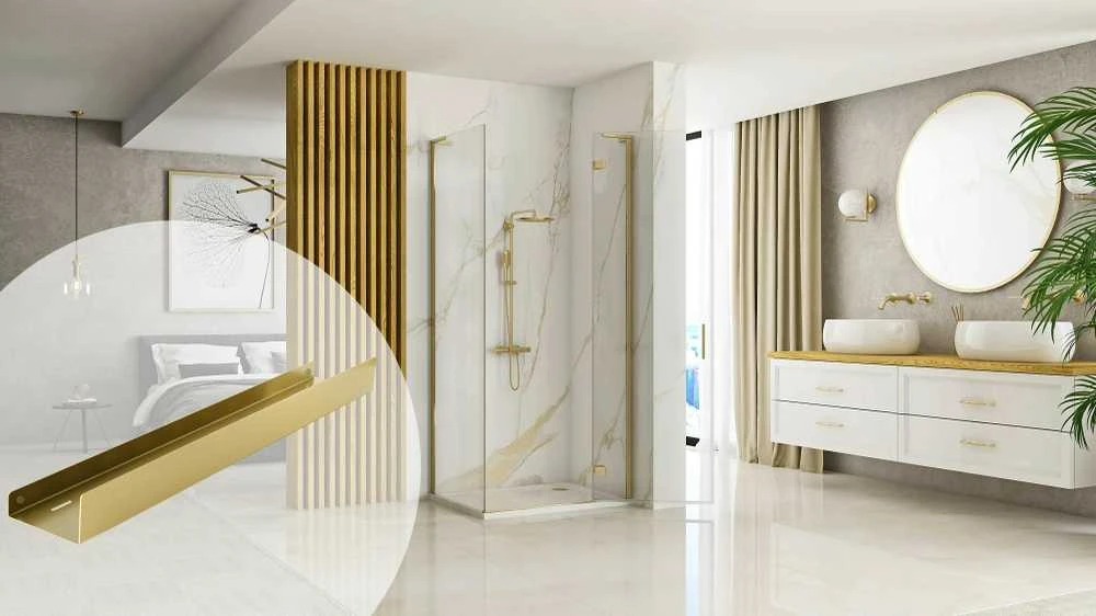 Vonios kambario lentynėlė Rea SF04, 60 cm, Gold brushed