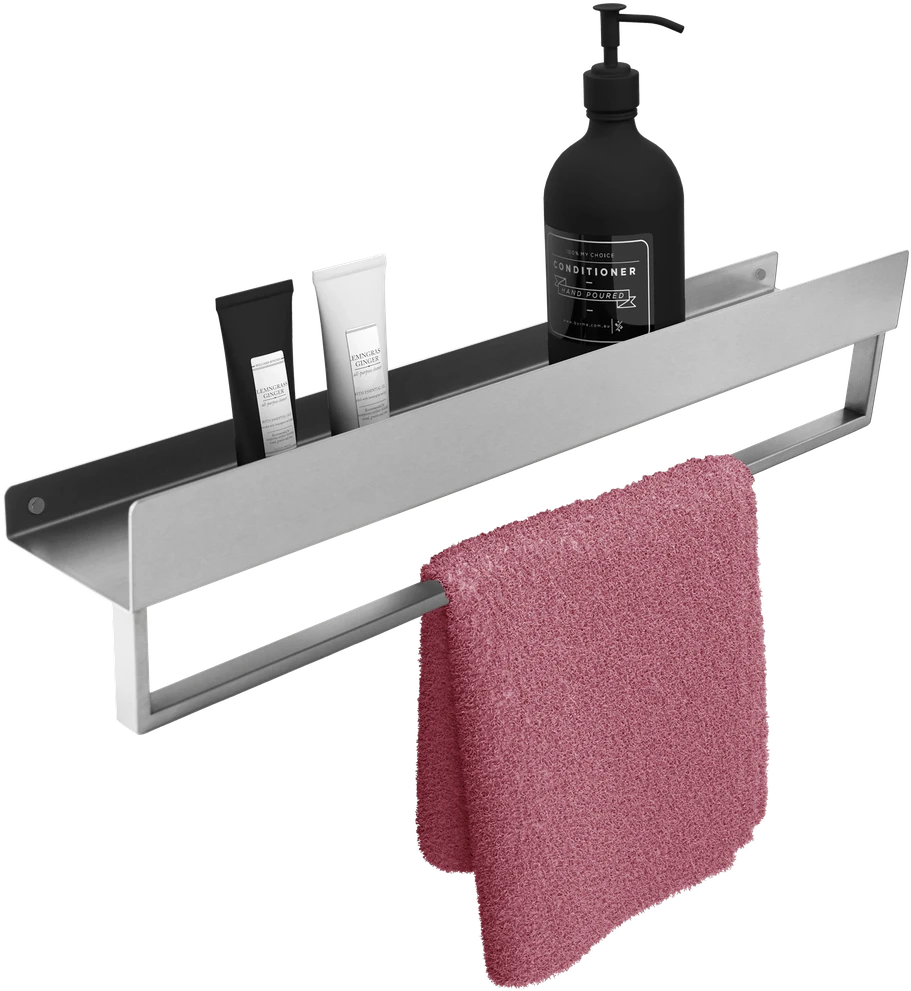 Vonios kambario lentynėlė su rankšluosčių kabykla Rea SF01, 45 cm, Brushed Steel