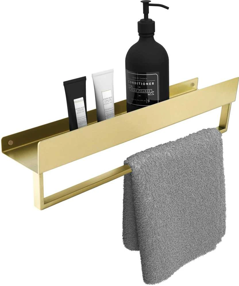 Vonios kambario lentynėlė su rankšluosčių kabykla Rea SF01, 45 cm, Gold brushed
