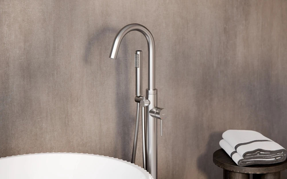 Vonios maišytuvas su dušeliu Besco Veo II, Brushed Nickel