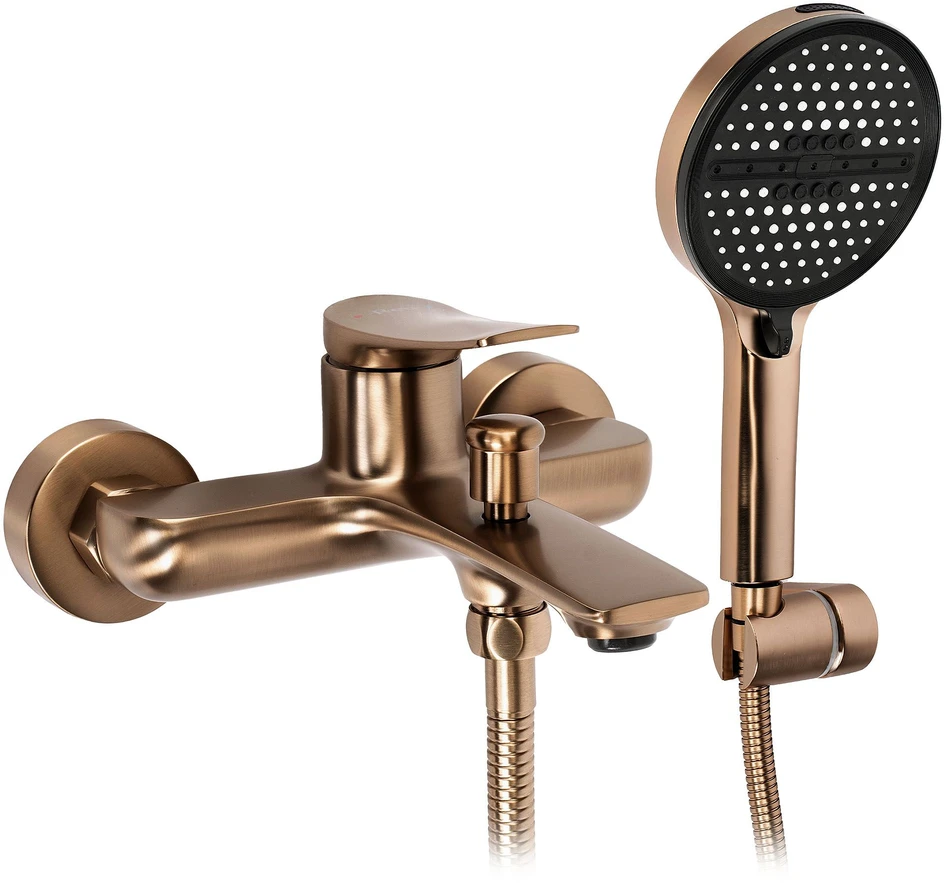 Vonios maišytuvas su dušo komplektu PREMIUM REA Vision, Brushed Copper