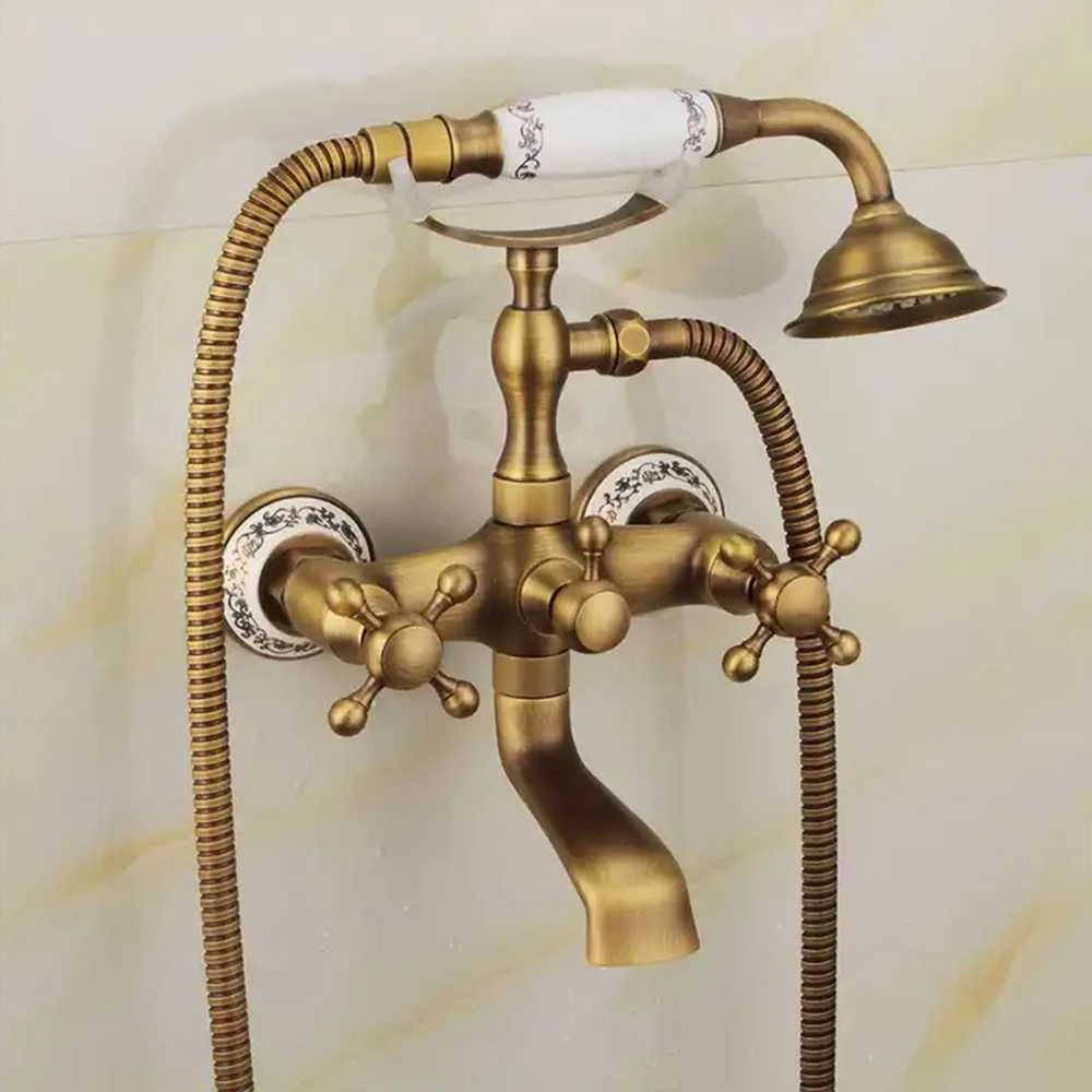 Vonios maišytuvas su dušo komplektu Rea Rustico, Antique Gold