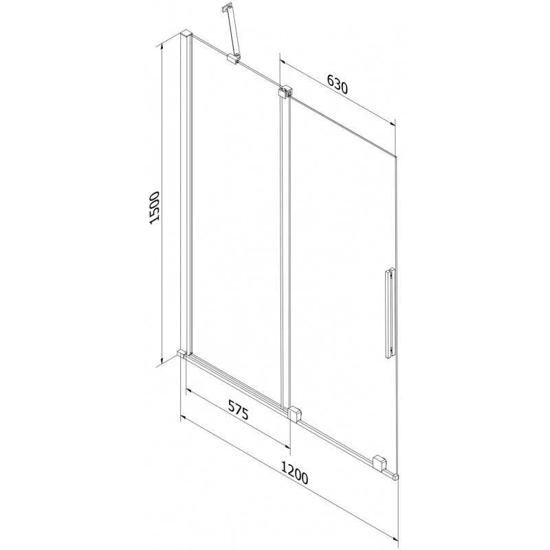 Vonios sienelė Mexen Velar, 120 x 150 cm, Brushed gun pilka/matinis stiklas