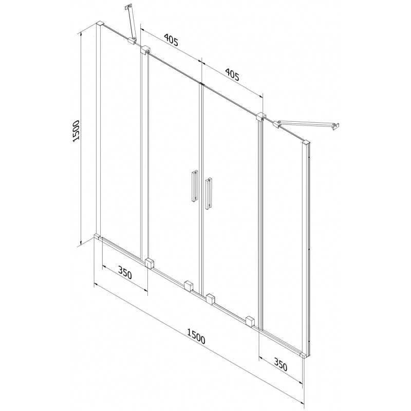 Vonios sienelė Mexen Velar Duo, 150 x 150 cm, Brushed gun pilka/Graphite