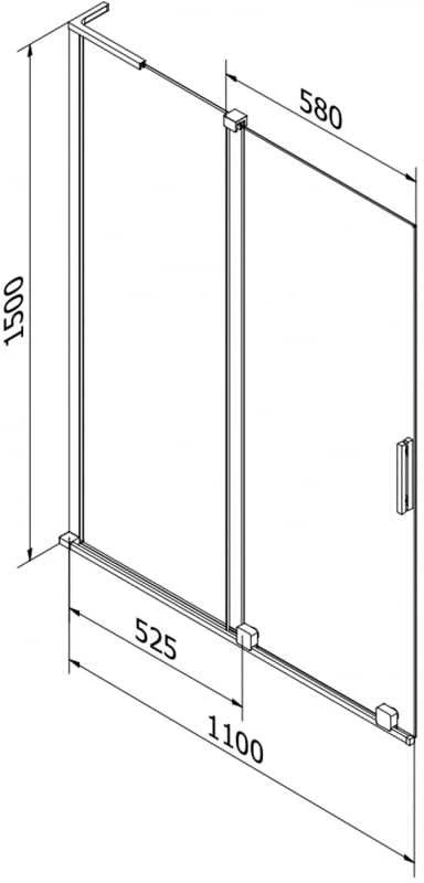 Vonios sienelė Mexen Velar L, 110 x 150 cm, Brushed gun pilka/Transparent