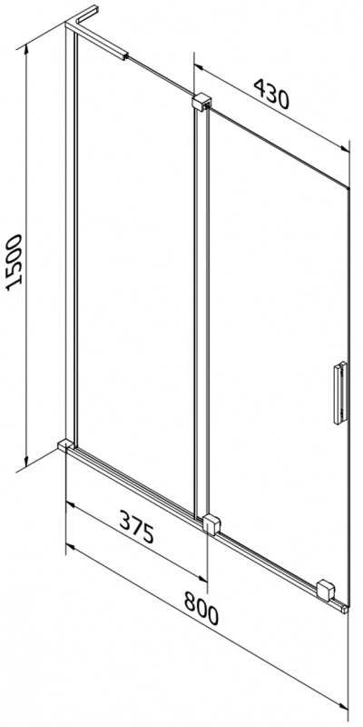 Vonios sienelė Mexen Velar L, 80 x 150 cm, Brushed gun pilka/Transparent