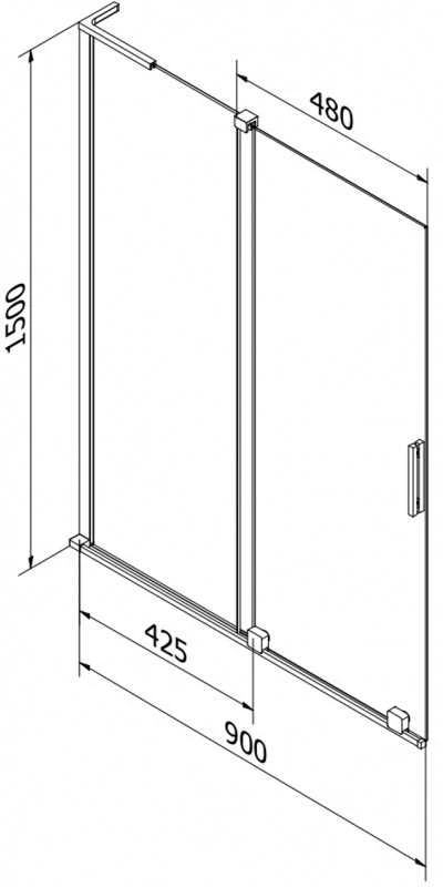 Vonios sienelė Mexen Velar L, 90 x 150 cm, Brushed gun pilka/Transparent