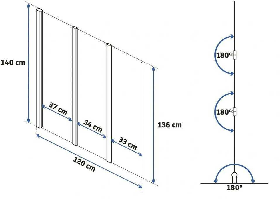 Vonios sienelė Rea Agat-3, 120 cm