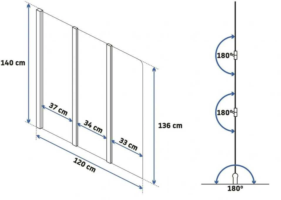 Vonios sienelė Rea Agat-3, 120 cm