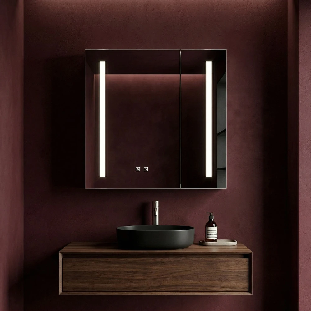 Vonios spintelė su LED veidrodžiu Rea M1015-60, 60x65 cm