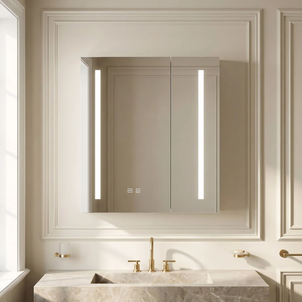 Vonios spintelė su LED veidrodžiu Rea M1015-60, 60x65 cm