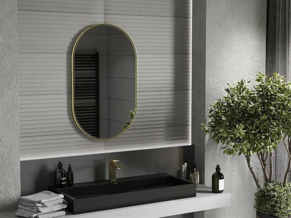 Vonios veidrodis Mexen Loft Oval, 90 x 55 cm, Gold