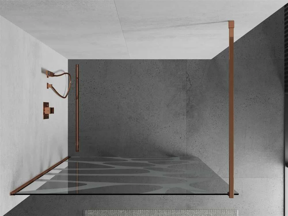 Walk-in dušo sienelė Mexen Kioto, Baltas pattern/Rose Gold, 140 x 200 cm