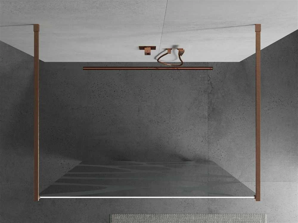 Walk-in dušo sienelė Mexen Kioto, Brushed copper, baltas raštas, 110 x 200 cm